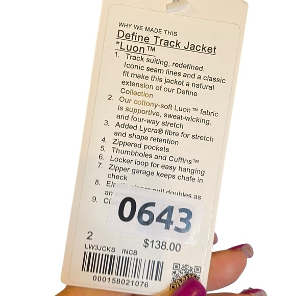 NWT Lululemon define track jacket luon INDOCHINE BLUE Size 2 - Picture 4 of 4